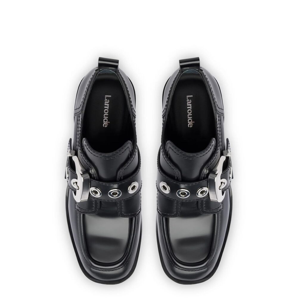 Larroude Stewart Women's Oxford Black Leather Black 7.5 - Picture 3 of 10